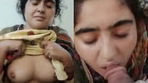 Pakistani woman showcases her large breasts and performs a satisfying oral sex act