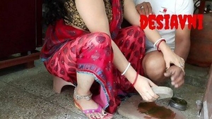 Indian mother Avni receives oral and vaginal penetration in the kitchen