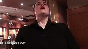 Upskirts masturbation in public restaurant of chubby amateur babe Alyss