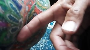 Chicken playtime with spandex-clad hands