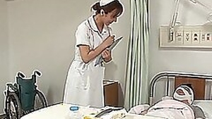 Sensual nurse Reiko Sawamura disappears into the background
