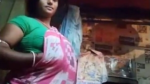 Boudi from the village displays her large breasts
