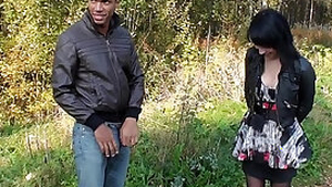 Young student sucking his dick on the street a black man