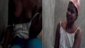 Busty Sri Lankan girl enjoys a bath and self-pleasure