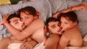 Desi couple's sensual romance and kisses in HD video
