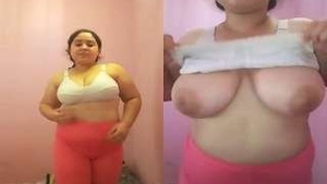 Indian girl flaunts her large breasts