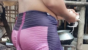 Erotic bathing with a lonely Bangladeshi woman in her home