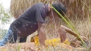 Desi couple enjoys outdoor sex in the village