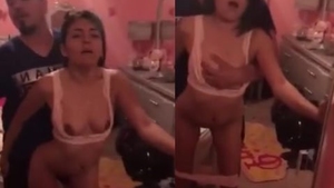 Watch a couple bang hard in standing position