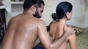 Husband gives a full body massage to wife