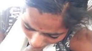 Desi bhabi gives a sensual blowjob to a black cock outdoors