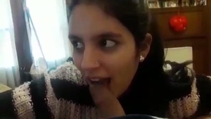 Tamil cutie gives a sloppy blowjob