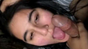 NRI girl pleasures herself with her mouth and hands