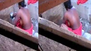 Indian desi woman washes her body outdoors in a seductive video