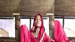 Naughty Rajasthani village wife using brinjal