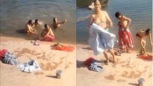Rajasthani women bathe in public for religious cleansing