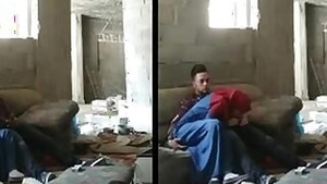 Guy enjoys blowjob by Indian desi girl in red hijab in abandoned building