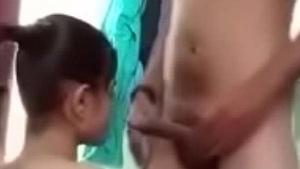 A cute girl pleases a man with her mouth in this video