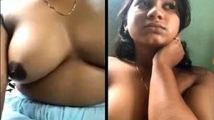 Intimate video of a shy Indian girl revealing her breasts on video call