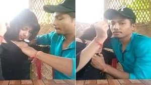 Desi babe giving a hot blowjob to her partner