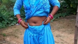 Indian sister pees in village