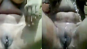 Village girl nude bathing and self recording at open area