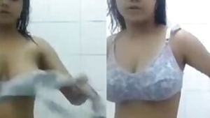 Cute Desi indian Girl Wearing Cloths after Bathing