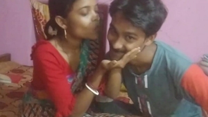 Indian lesbian couple enjoys intimate moments in sari