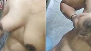 Desi diva with fat belly and saggy boobs poses naked in XXX shower