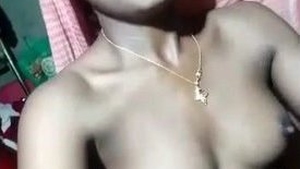 Indian wife shows off her large breasts in rural area