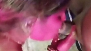 Holi color hot blowjob with Didi