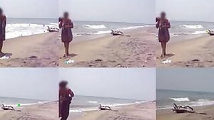 Desi sex of Indian bhabi showing her big boobs on sea beach