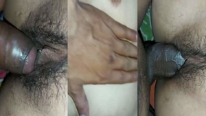 An Indian girl from the subcontinent engages in intimate sexual activity at close range