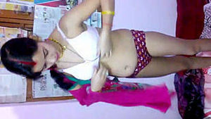 Indian bhabi in lingerie gets filmed changing her underwear