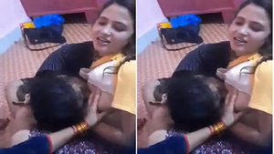 Amateur Indian lesbians indulge in boob sucking