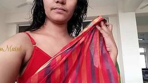 College girl changes her dress in a sexy collage